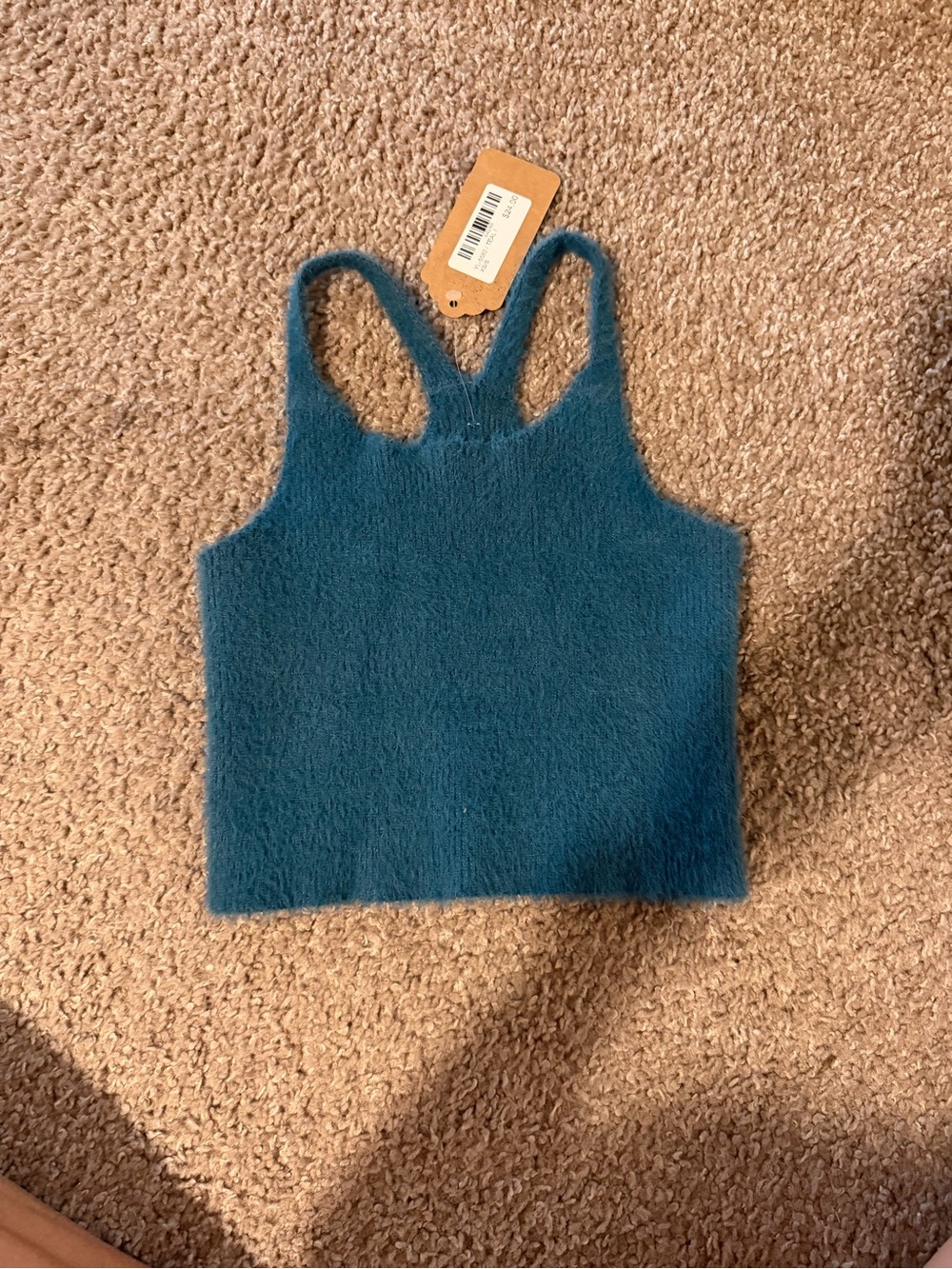 Plush Teal Racerback Cropped Camisole - Women